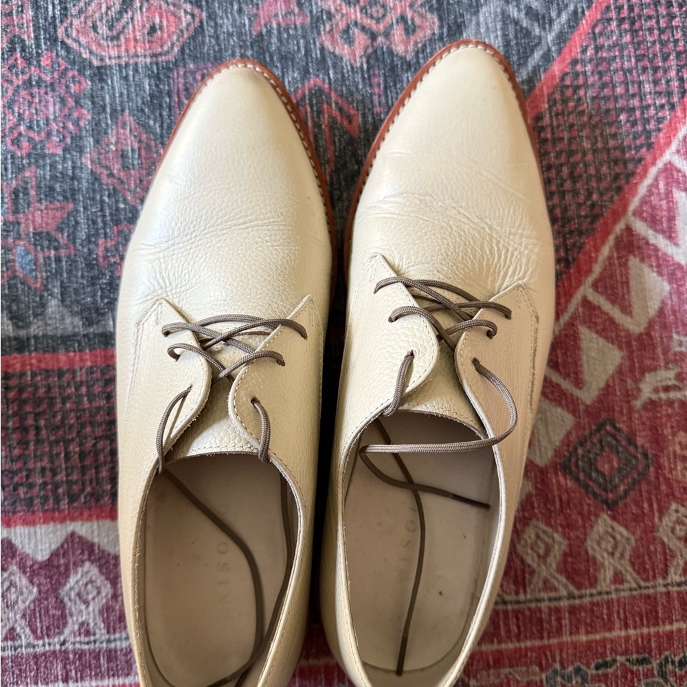Nisolo James Cream Leather Women’s Oxford Shoes